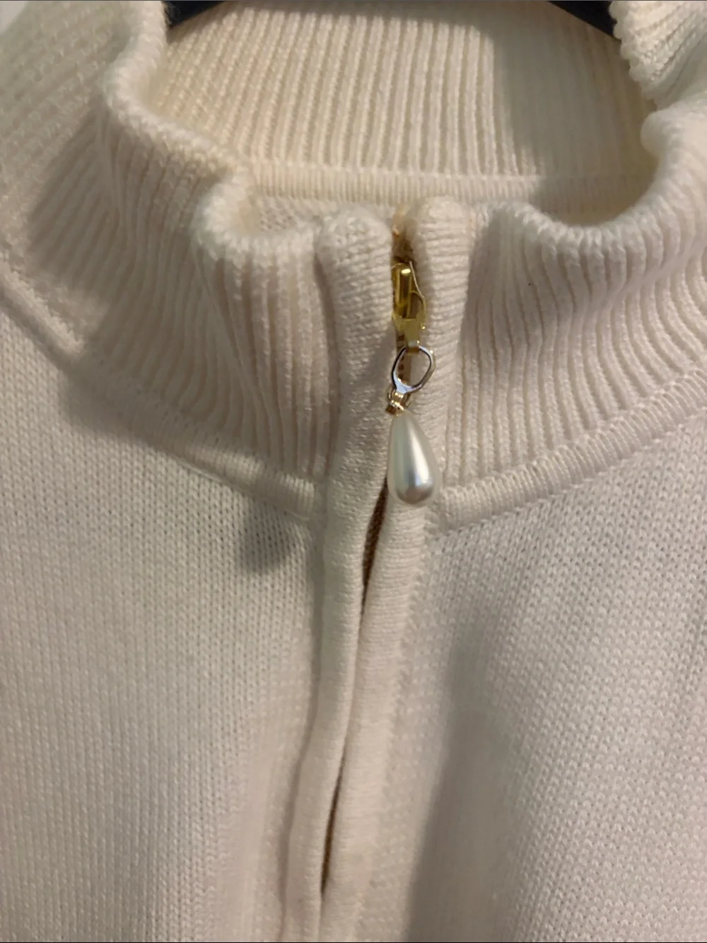 J. Crew White & Navy Striped Half-Zip Sweater